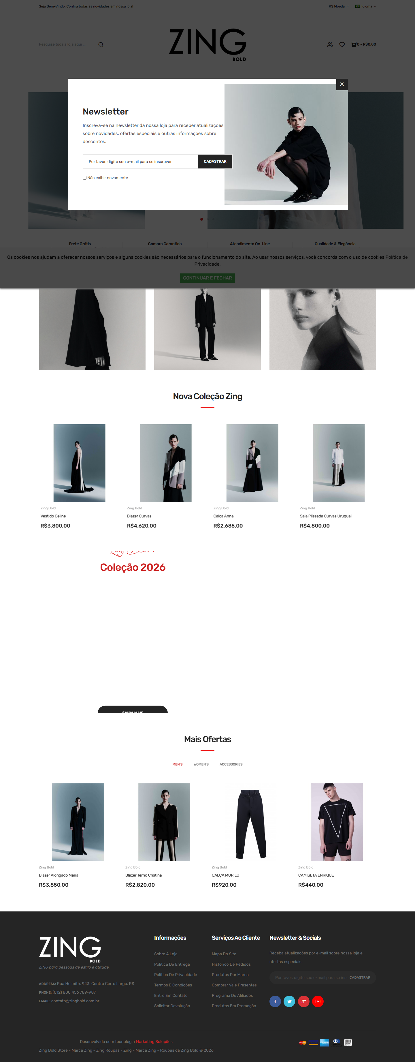 Uma vitrine digital onde moda, identidade e experiência ocupam o primeiro plano.